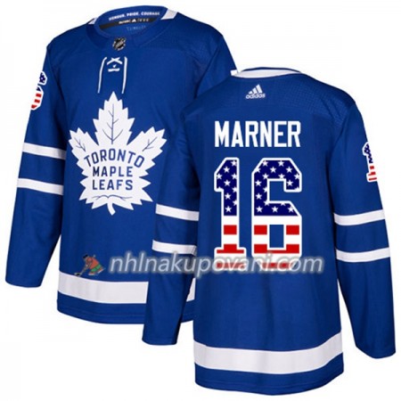 Toronto Maple Leafs Dresy Mitchell Marner 16 2017-2018 USA Flag Fashion Modrá Adidas Authentic - Pánské